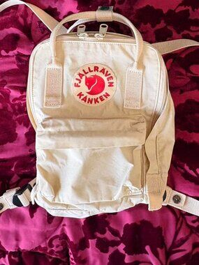 Cream Fjallraven Kanken mini backpack